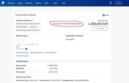 PayPal account